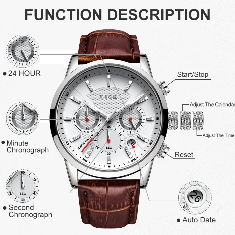 LIGE Top Brand Luxury Men Watc - đánh giá và giá Luxury Watch Maker